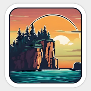 Retro Ocean Cliff Sticker